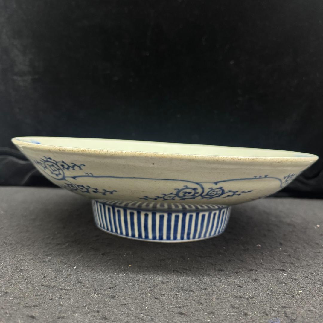 古伊万里　山水楼　大皿　染付　飾り皿　在銘　時代物33cm