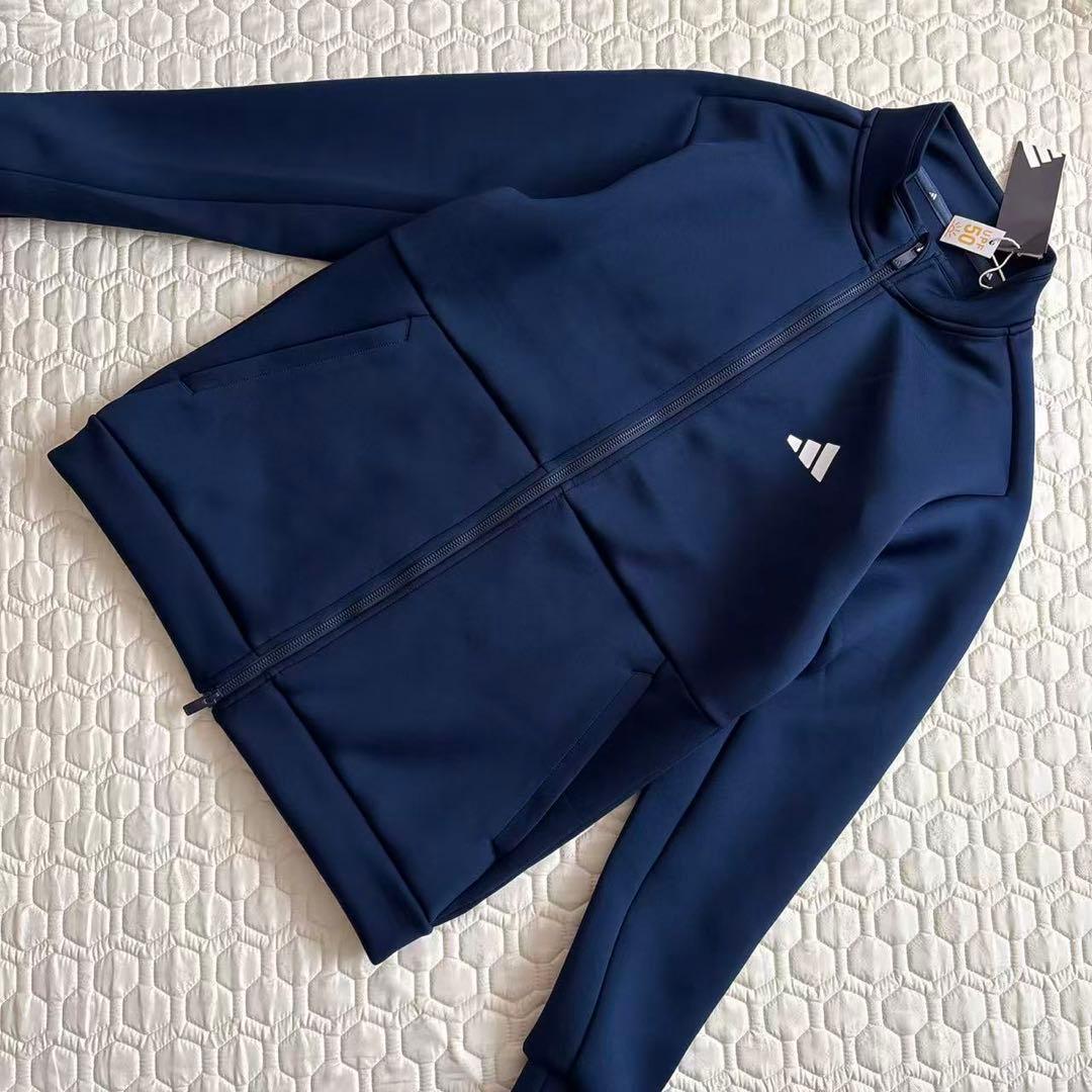M新品17600円アディダスゴルフ/メンズ/ダンボールニットジャケット/紺