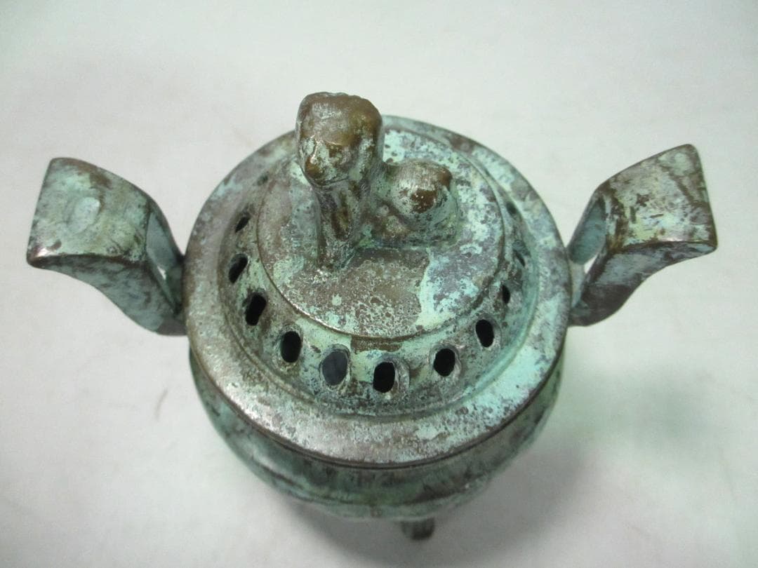 香炉　銅製　厚手　重量 約1050g　香道具　仏教美術　中国美術