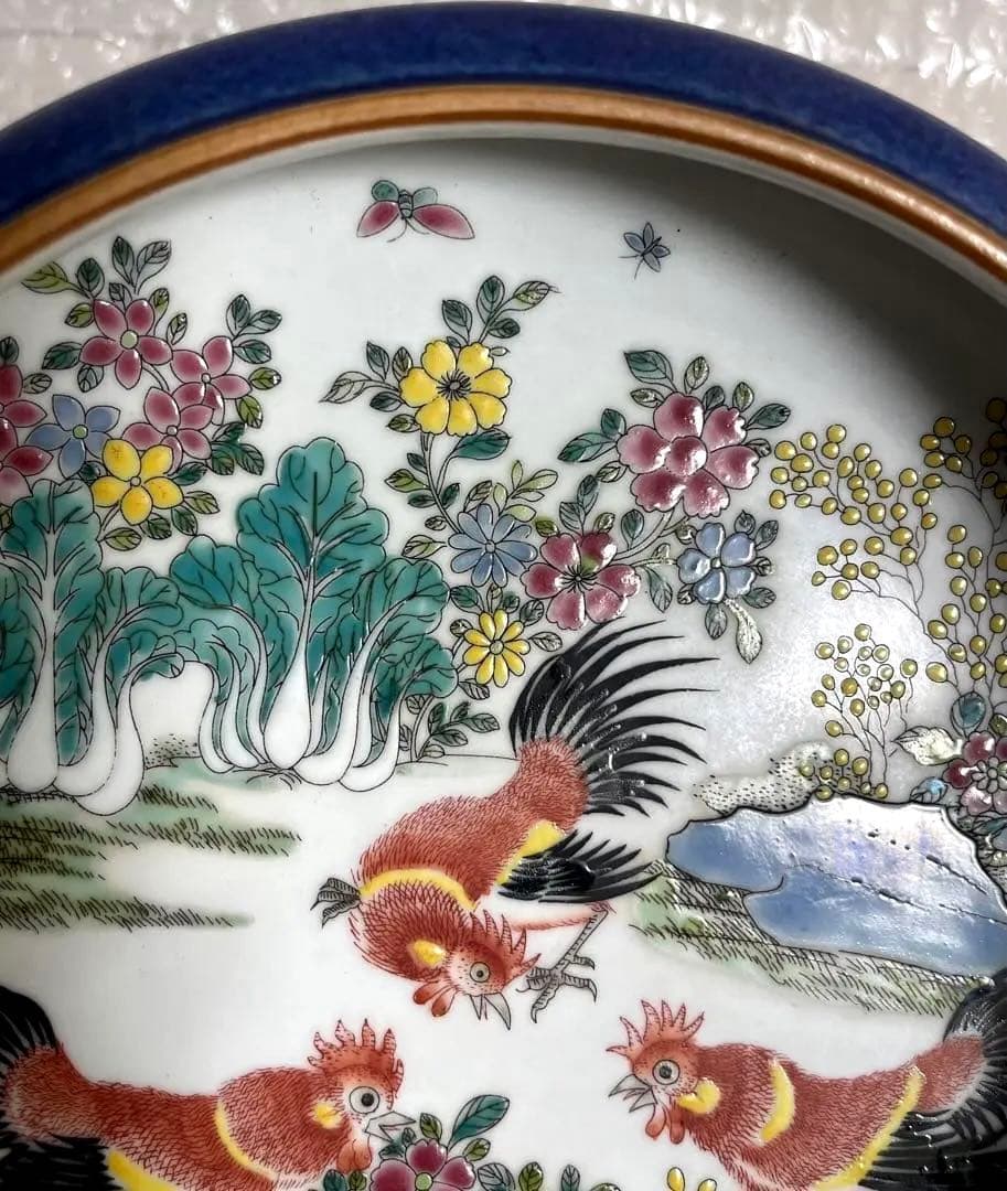 中国 骨董品 大清道光年製 筆洗 五彩鷄絵図 陶芸 古美術 。
