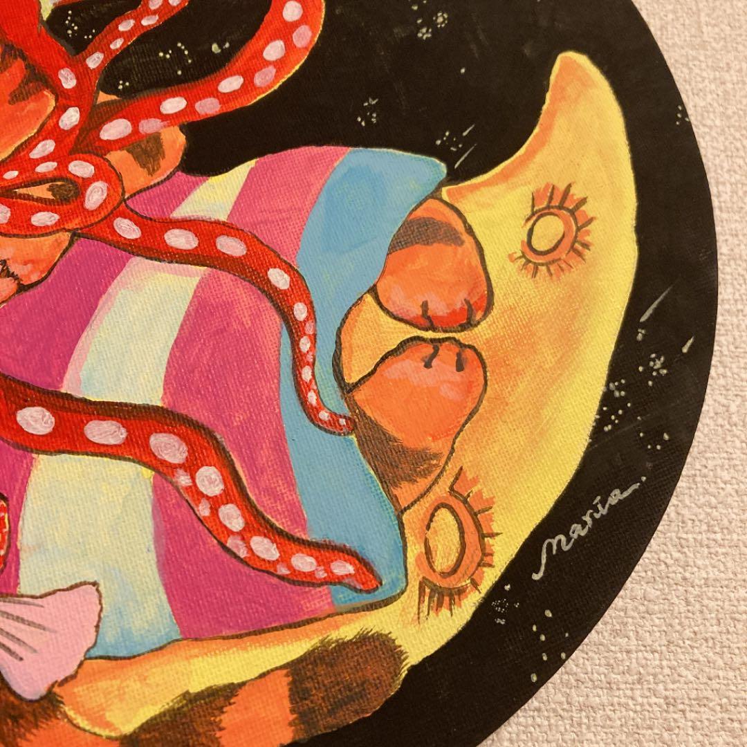 「　月で眠る　」　art インテリアデザイン　アクリル画