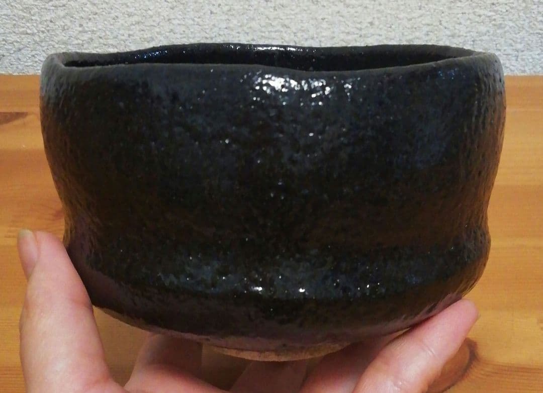 小川長楽(裕起夫)作　黒楽　茶碗　共箱　共布　茶道具