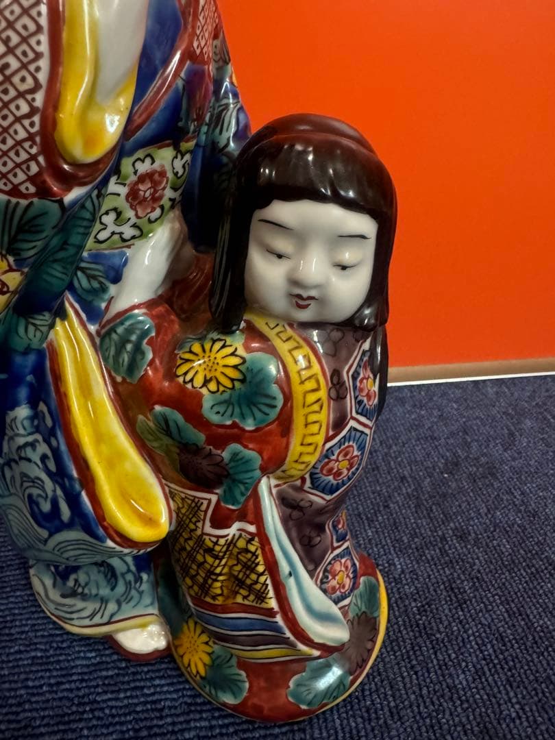1780 古九谷焼　色絵母子人形　置物　時代物