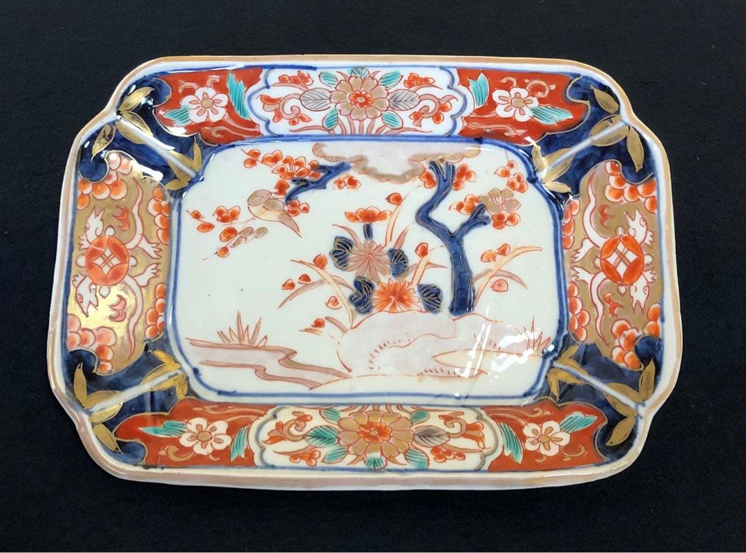 割引❗️《R》伊万里 金彩色絵 花鳥文様 長皿5客 木箱　250725F1