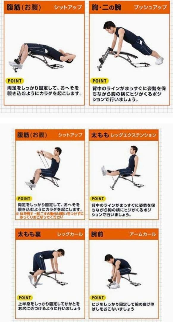 腹筋 脚 腕 6way トレーニングベンチ