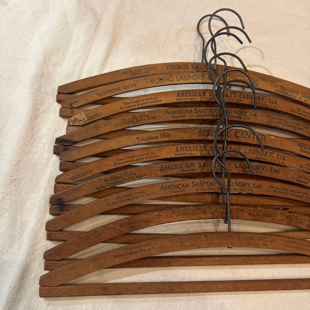 40s VINTAGE HAWAII HANGER ハンガー バー付 字 セット