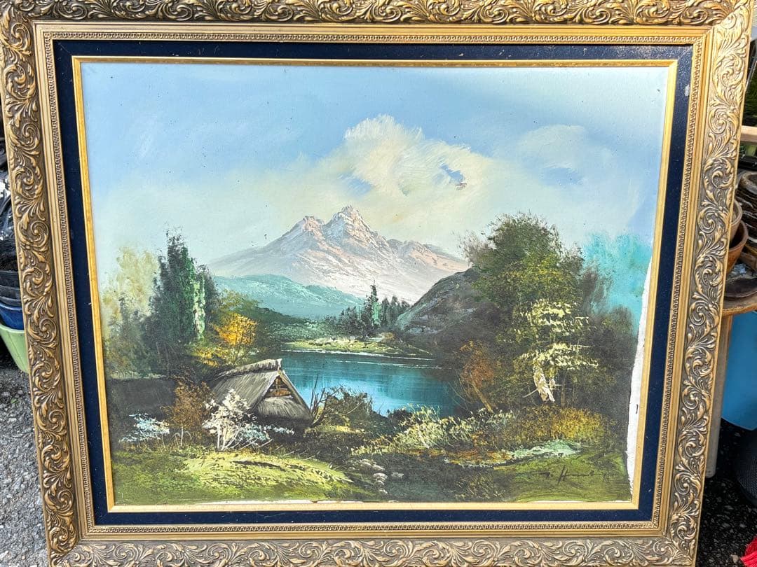 風景画 油彩画 装飾フレーム付き