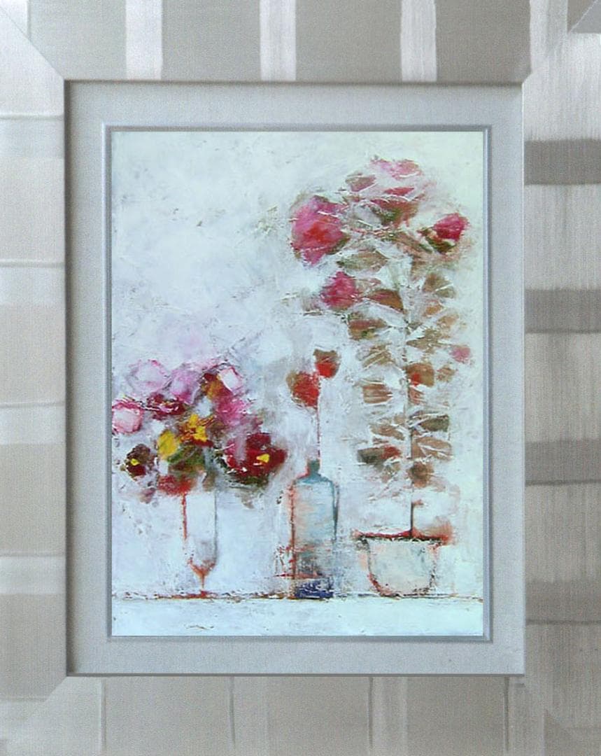 油絵 菅家令子 絵 絵画 インテリア 額付き(白) uF6-071102 花
