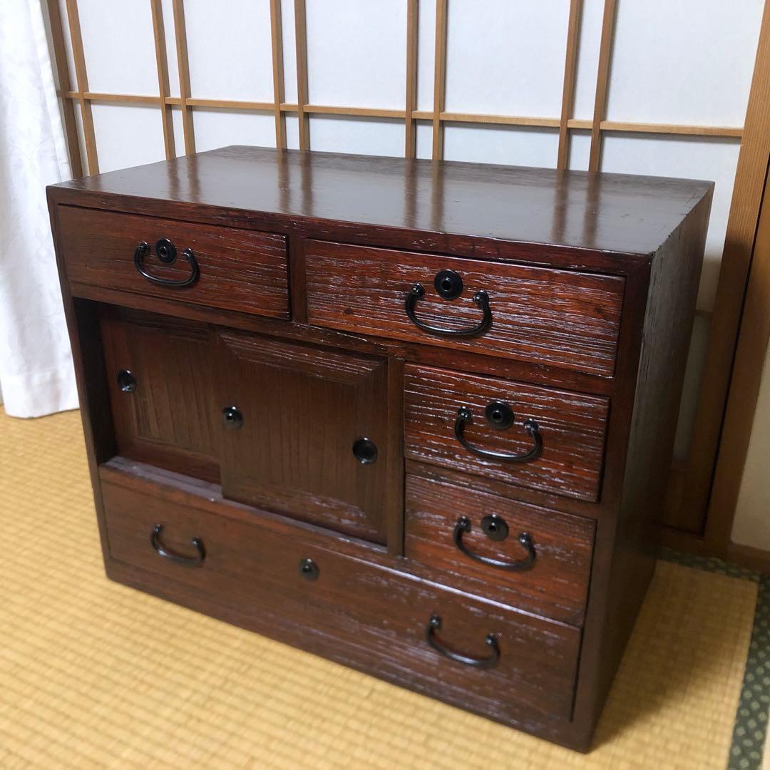時代タンス　民芸タンス　小タンス　桐　小物収納 高さ48.5cm サイズ小ぶり