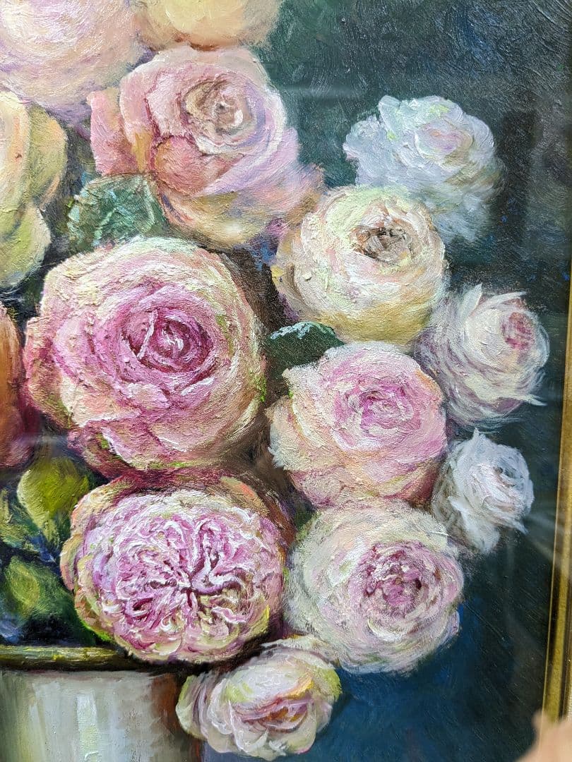 画家haru☆油彩画p8号☆薔薇☆真作☆原画★一点物★静物画★