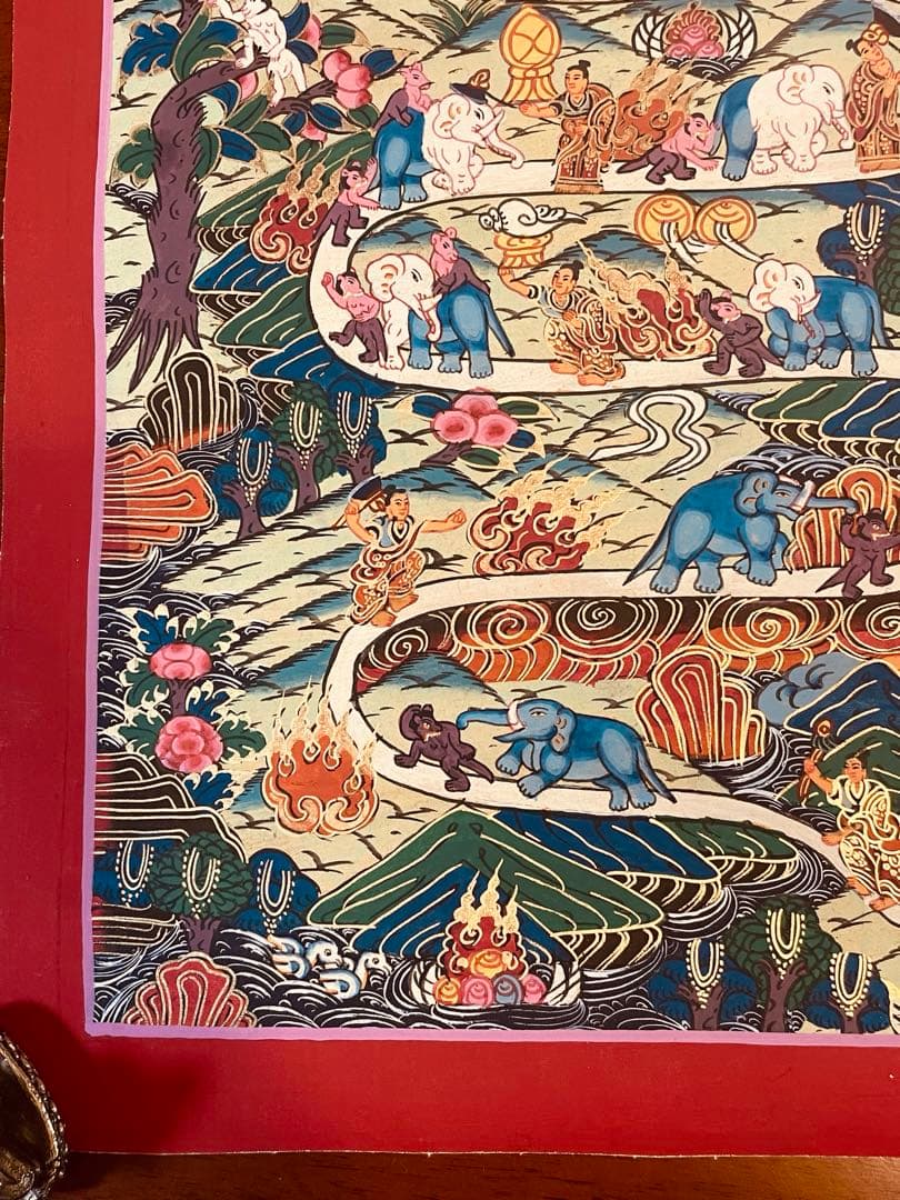 チベット密教 天国への道 曼荼羅（マンダラ）タンカ【新品・一点物】肉筆画 15