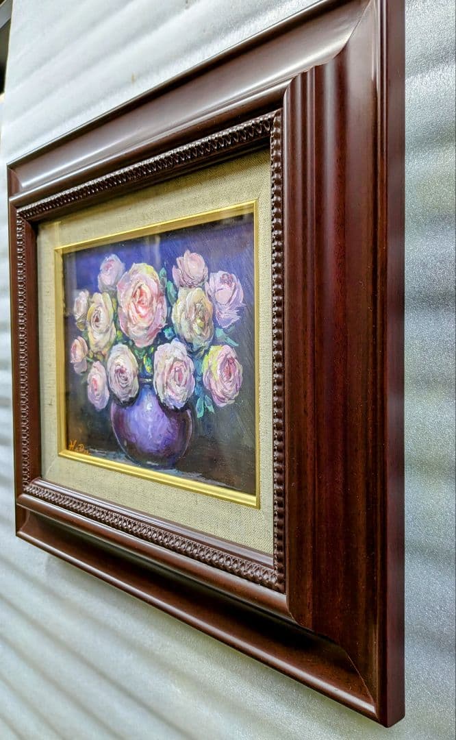 画家haru油彩画サムホ-ル＊薔薇＊肉筆画＊原画＊一点物＊静物画。