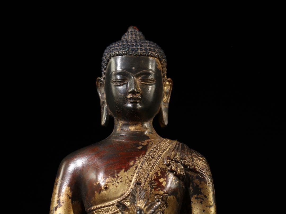 古美術品 仏像　銅像　薬王菩薩仏像　時代物 置物大型　2790g