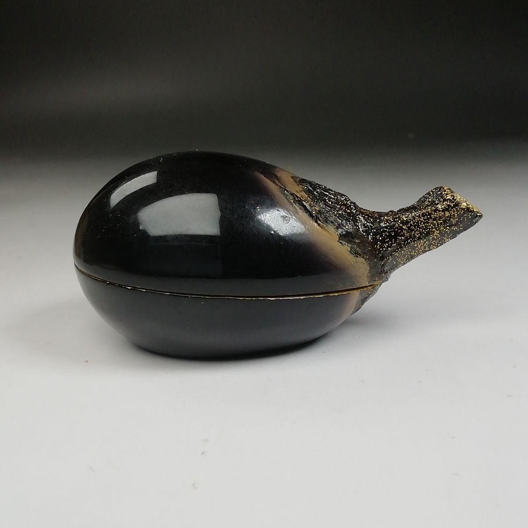 Ｗ１５　香合　『茄子　香合』『塗師　楽堂 作』　共箱　茶道具