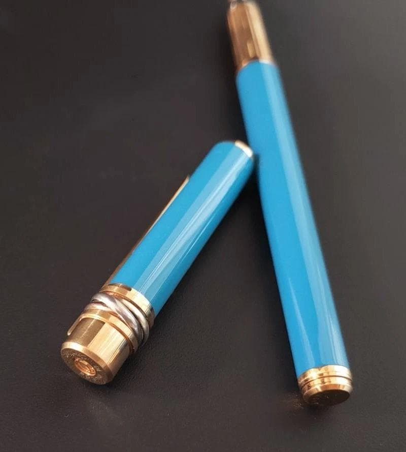 カルティエ Cartier トリニティ 万年筆　ブルー ペン先18K　希少カラー