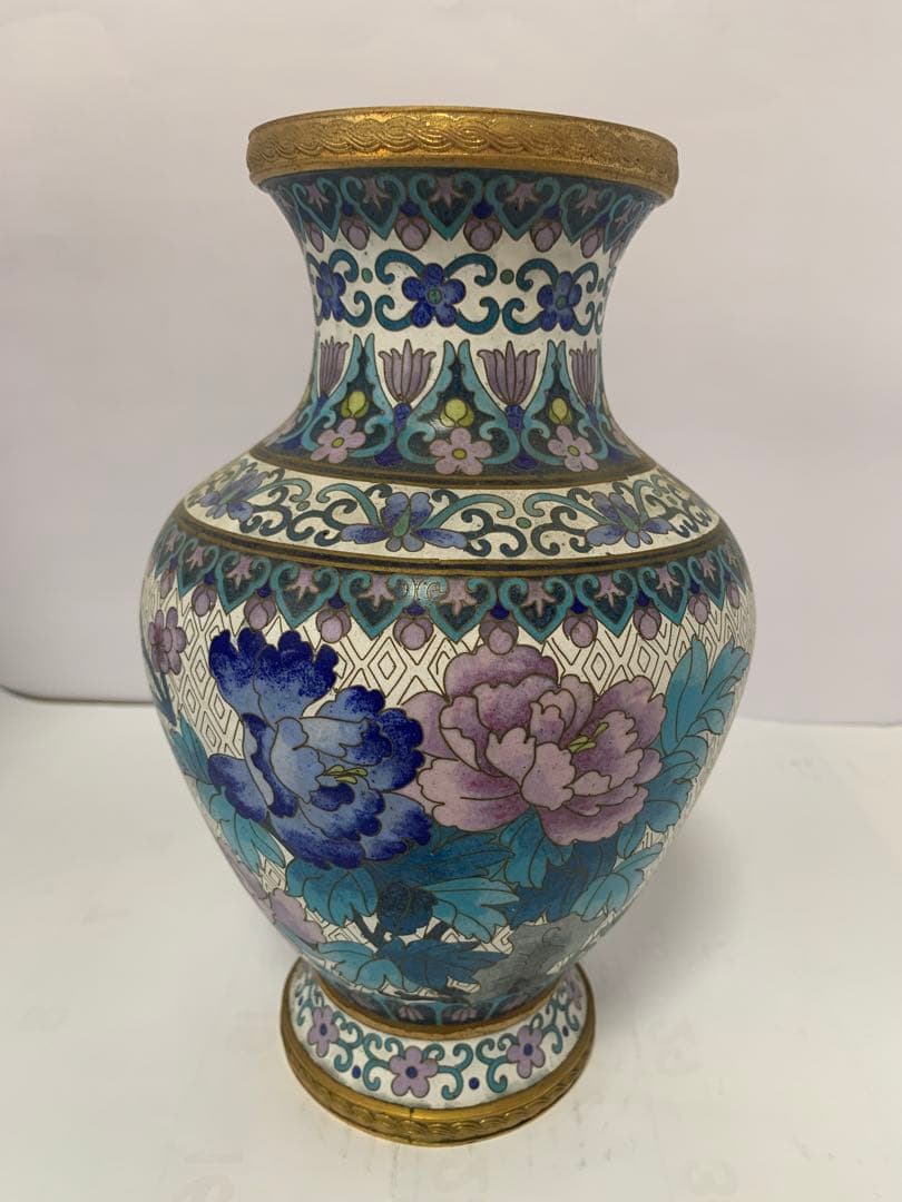 中国美術　景泰藍　七宝焼　花鳥纹　花瓶　送料込み