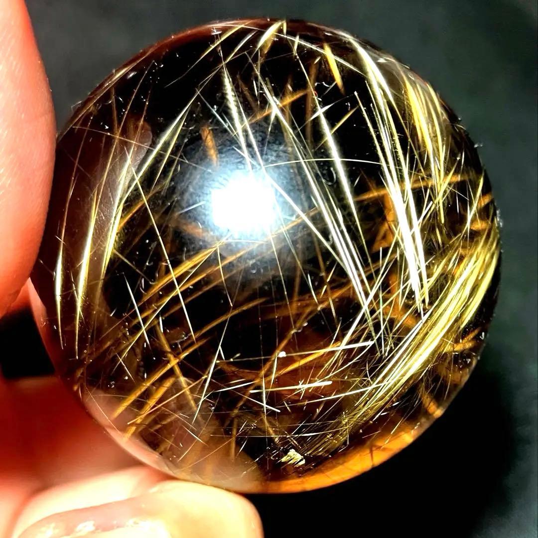 超絶綺麗✨48mm ゴールドルチルクォーツ　丸玉　スフィア　金針水晶