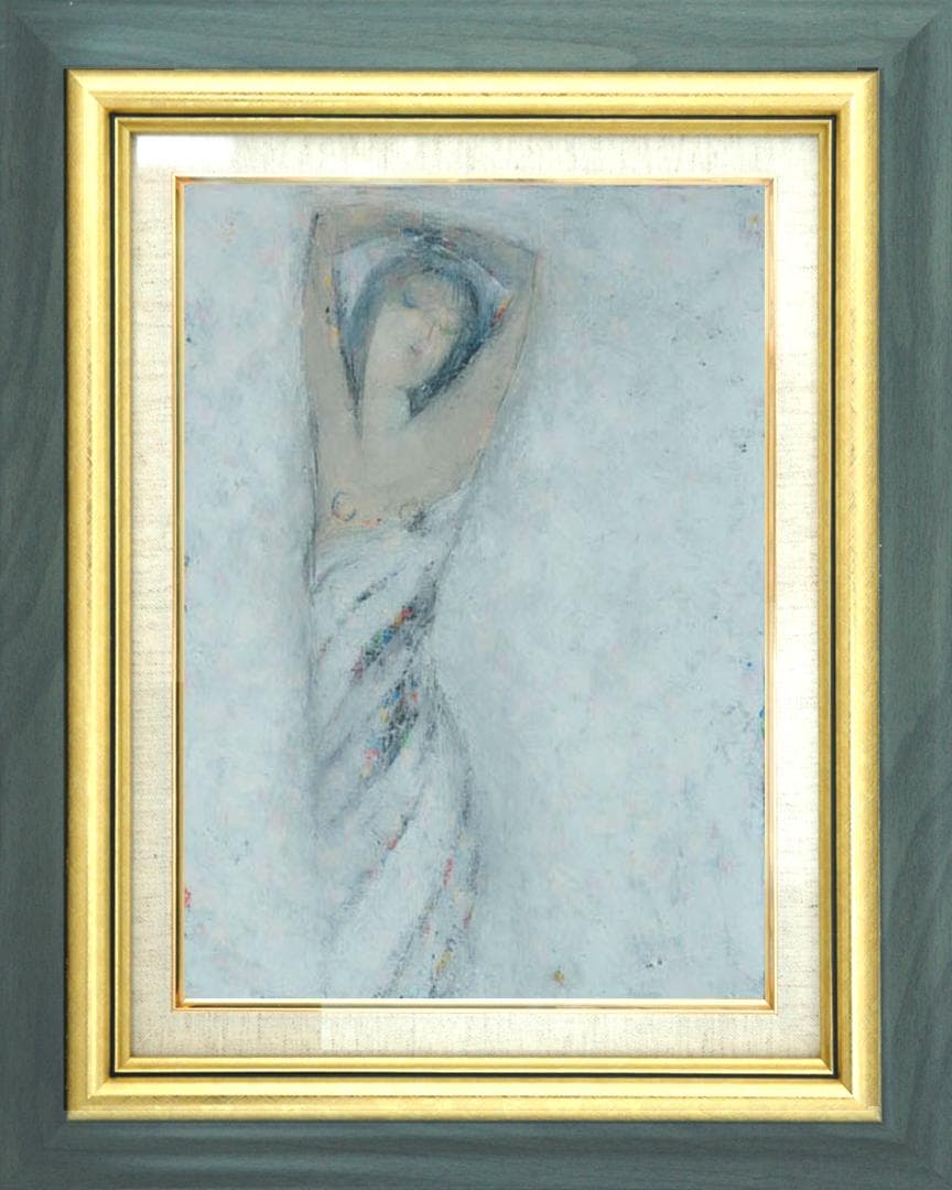 油絵 菅家令子 絵 絵画 インテリア 額付(黒) F6-080912 人物 女性