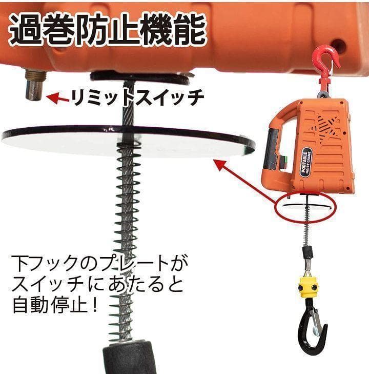 電動ウインチ電動ホイスト1500W(100KGリフト高さ25M)1468