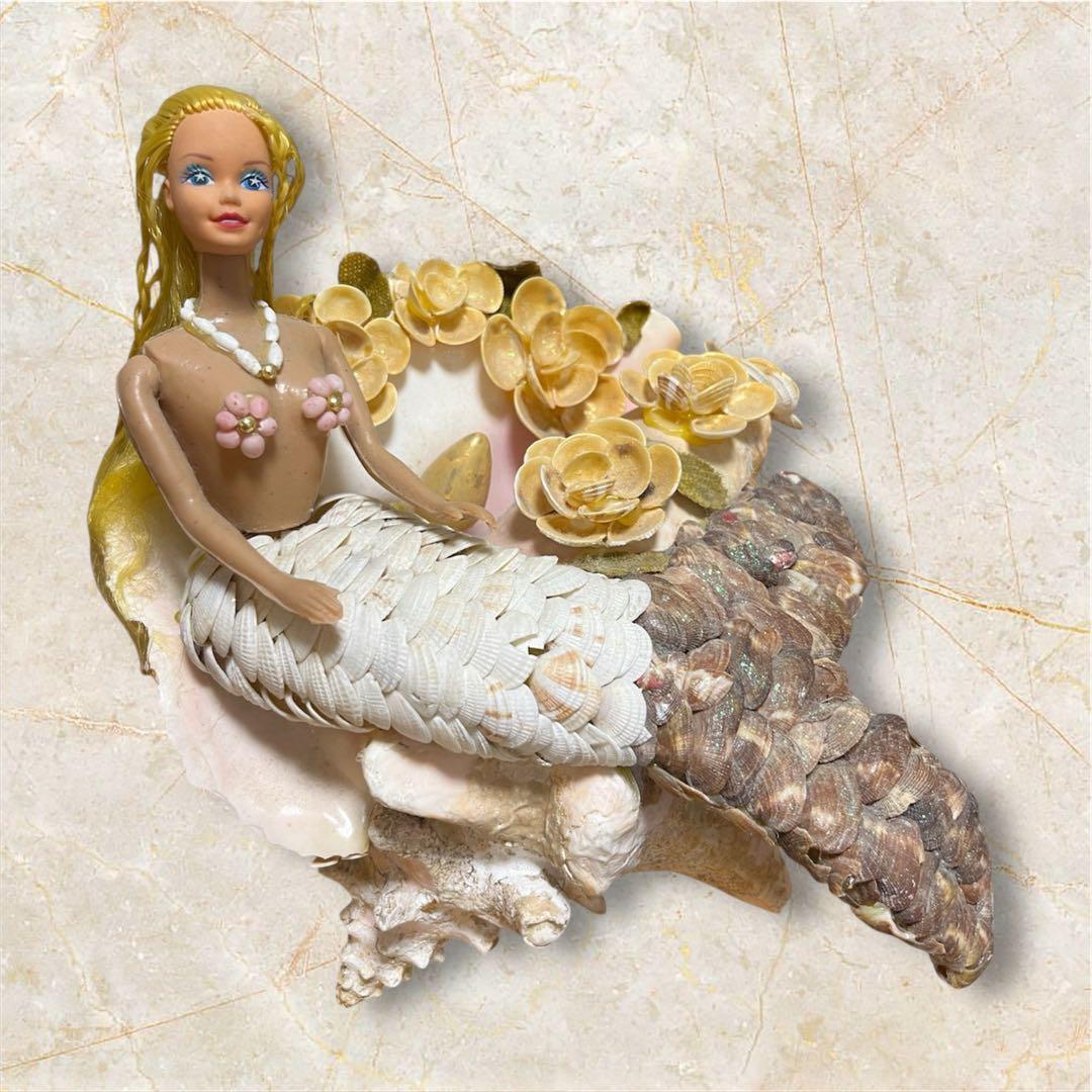 極希少❣️メキシコ製 ヴィンテージ バービー マーメイド シェルランプ 貝殻アート