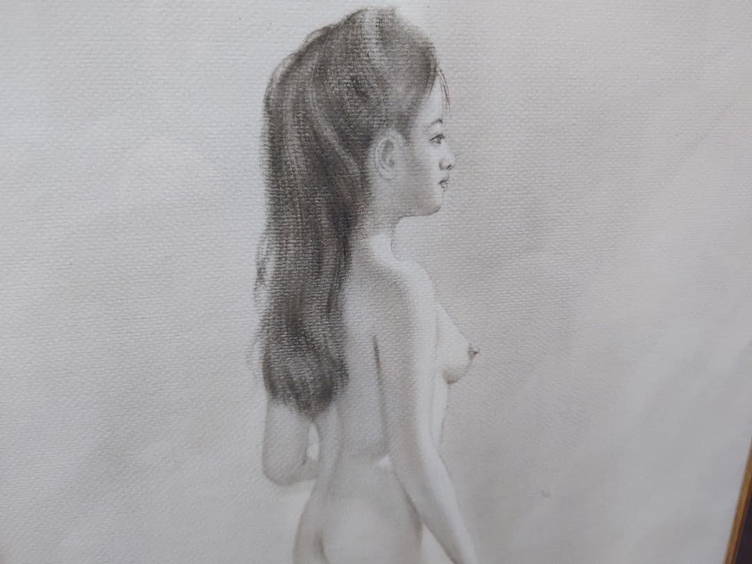 人見友紀 「ラフ」真筆 絵画 鉛筆画 裸婦 裸婦画