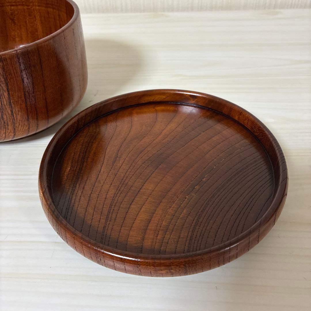 天然木　飯碗　蓋付き　おひつ　漆器