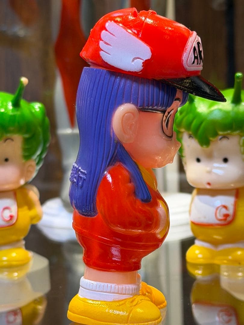 当時　アラレちゃん 貯金箱 ＆ ガッちゃん ソフビ 2体セット ポピー 東海銀行