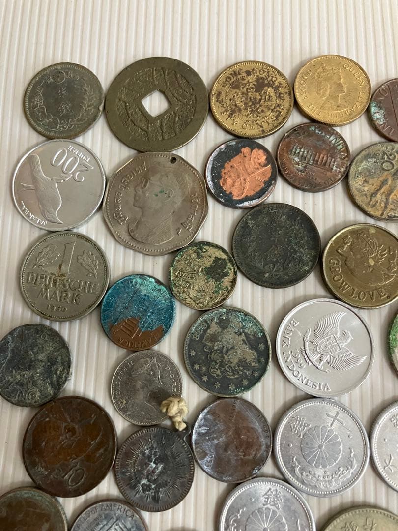 小型50銭銀貨等　古銭、雑銭、外国、銅貨まとめ