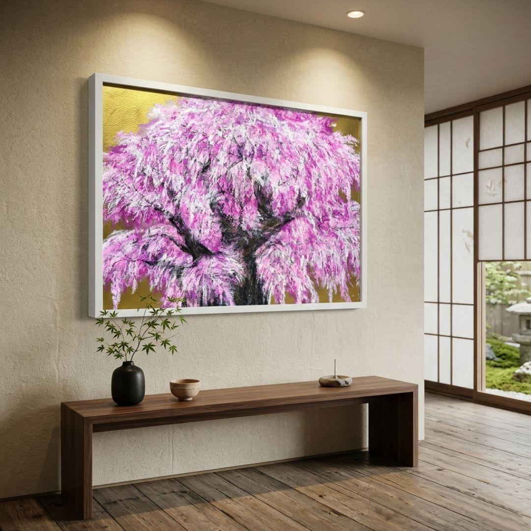油絵 油彩 油彩画 絵 絵画【桜の大樹】
