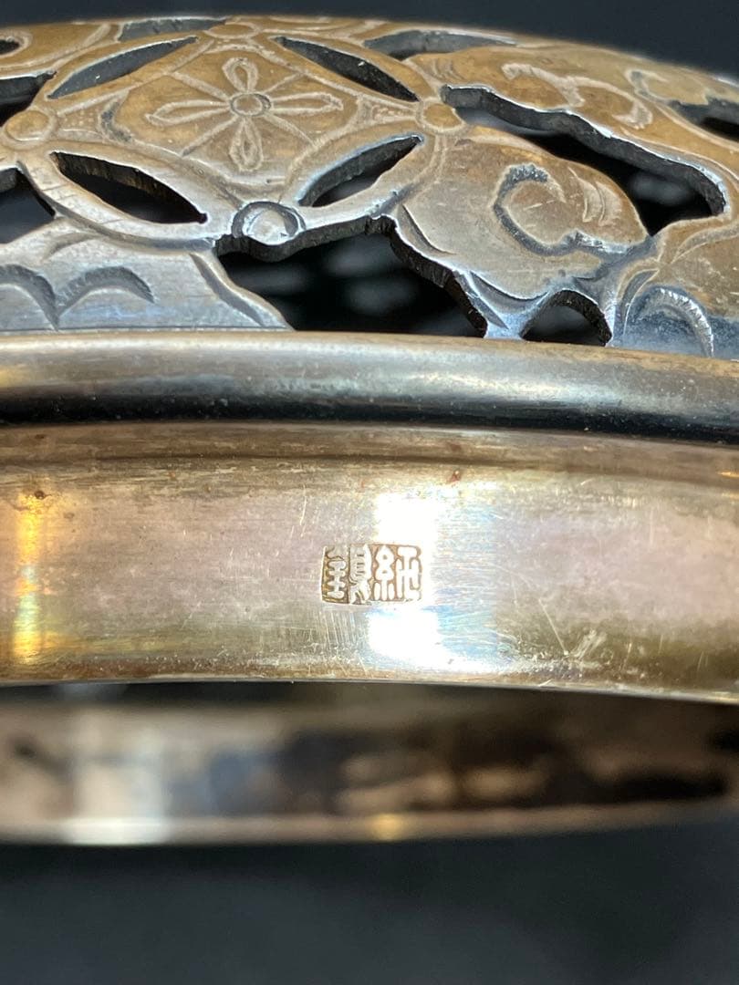 青磁三足純銀火屋香炉 仏具茶道具透かし彫り純銀刻印 銀細工 骨董品 火舎 工芸