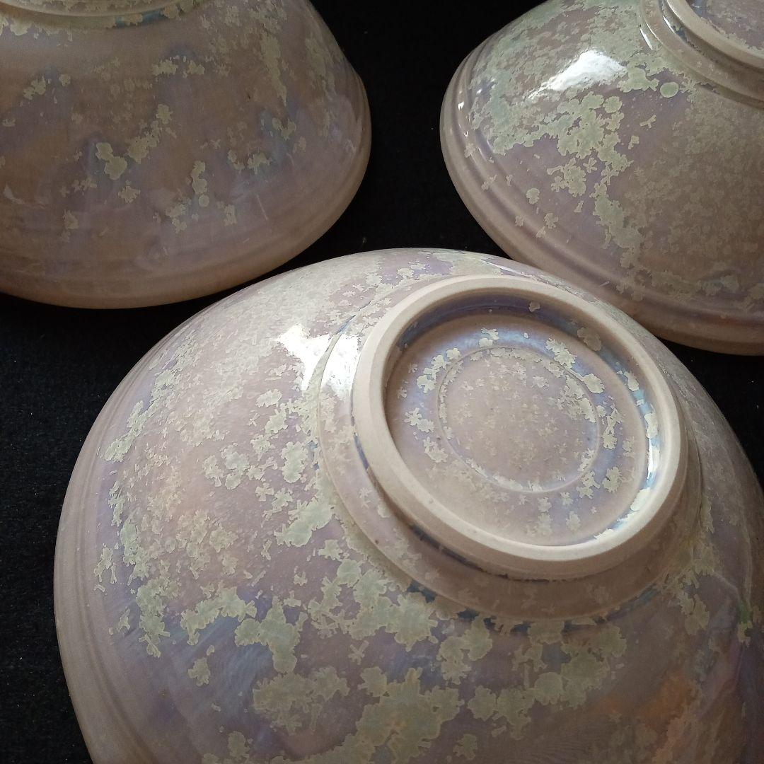 茶道具　春の茶会　大寄せ茶会　桜吹雪　藤紫結晶釉　3鉢　菓子鉢　盛鉢