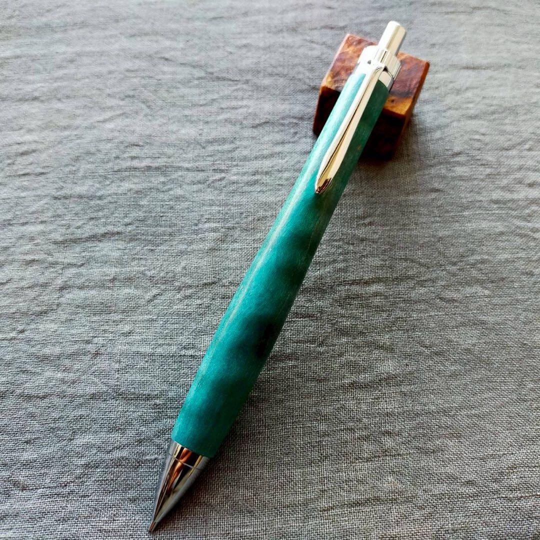 【翠】　スタビライズドウッド　ハンドメイド　木軸シャープペン　0.5mm
