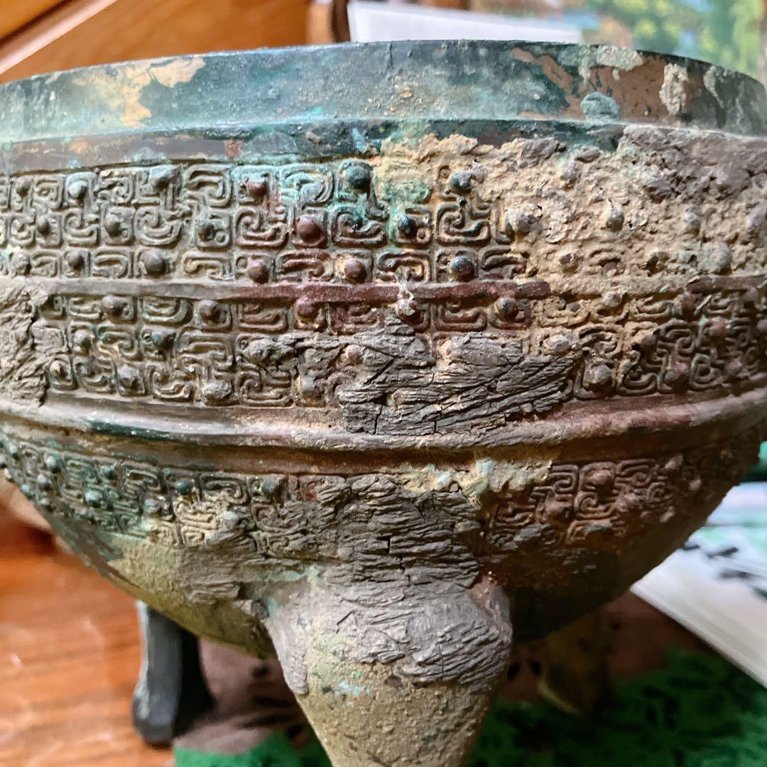 鼎　三足　青銅器　中国　骨董品　戦国時代 軌敦　三足　敦　蓋付 楚