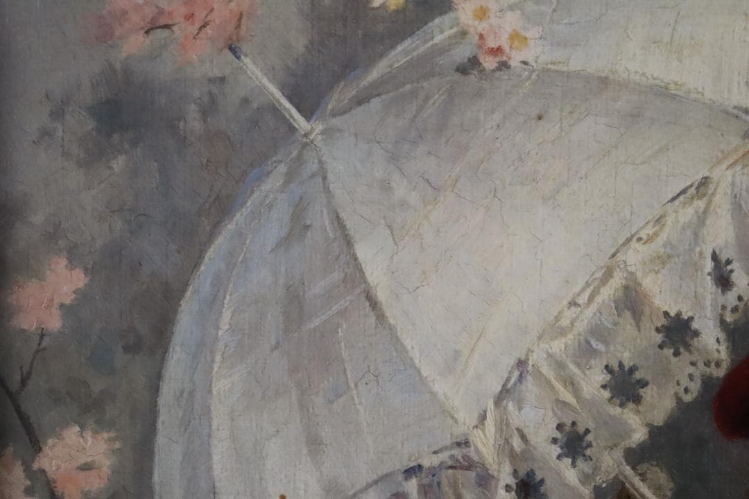 真作保証 西洋美術 ヨーロッパ絵画 「少女と女性」油彩20号 18～19世紀古画