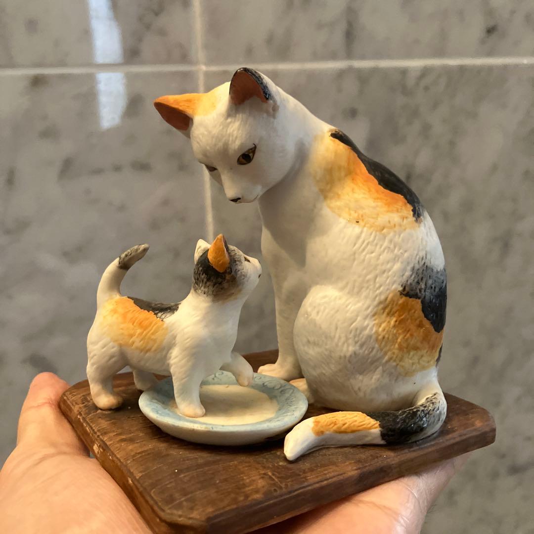 アメリカ80年代アイリーンスペンサーデザイン　仲睦まじい親子猫の陶器