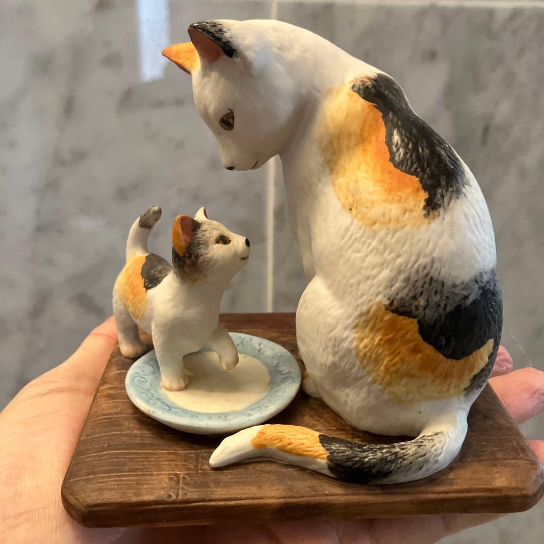 アメリカ80年代アイリーンスペンサーデザイン　仲睦まじい親子猫の陶器