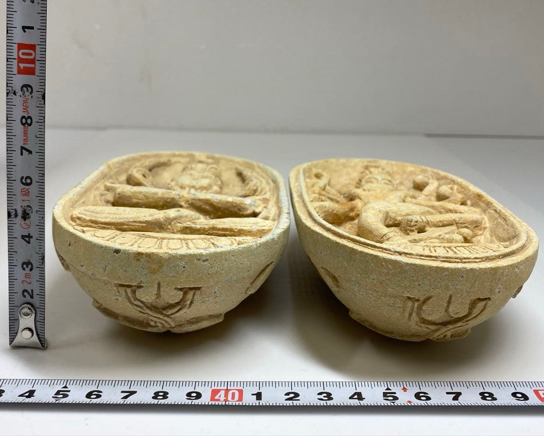 専用　古代中国　石製歓喜仏　木箱付　縦約16㎝　東Y7-0228①タトオ