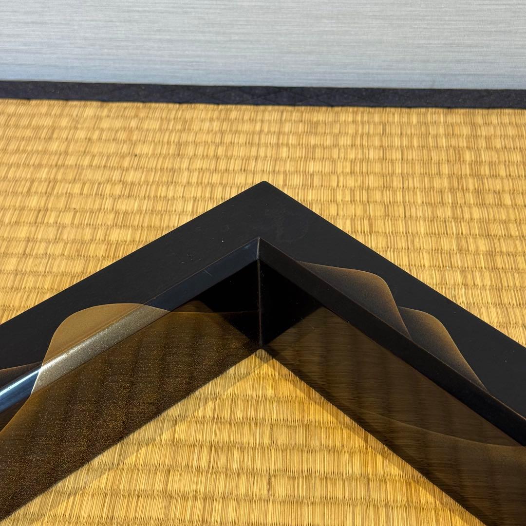 蒔絵師 細川司光 作 遠山蒔絵 炉縁 共箱 木製漆器 茶道具