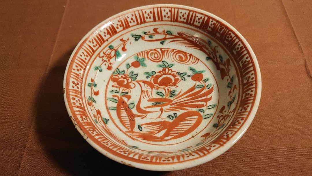 呉須赤絵　赤絵　春日山窯　木米　古玩　中国美術　アンティーク赤絵　蔵出し　１客