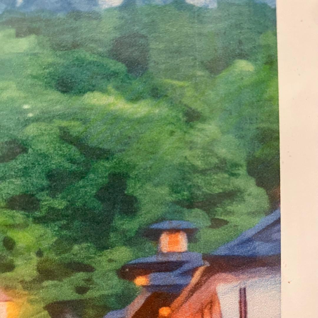 ジブリアート14 千と千尋の神隠しより「銀山温泉」32.7㎝×24.0㎝　額装品