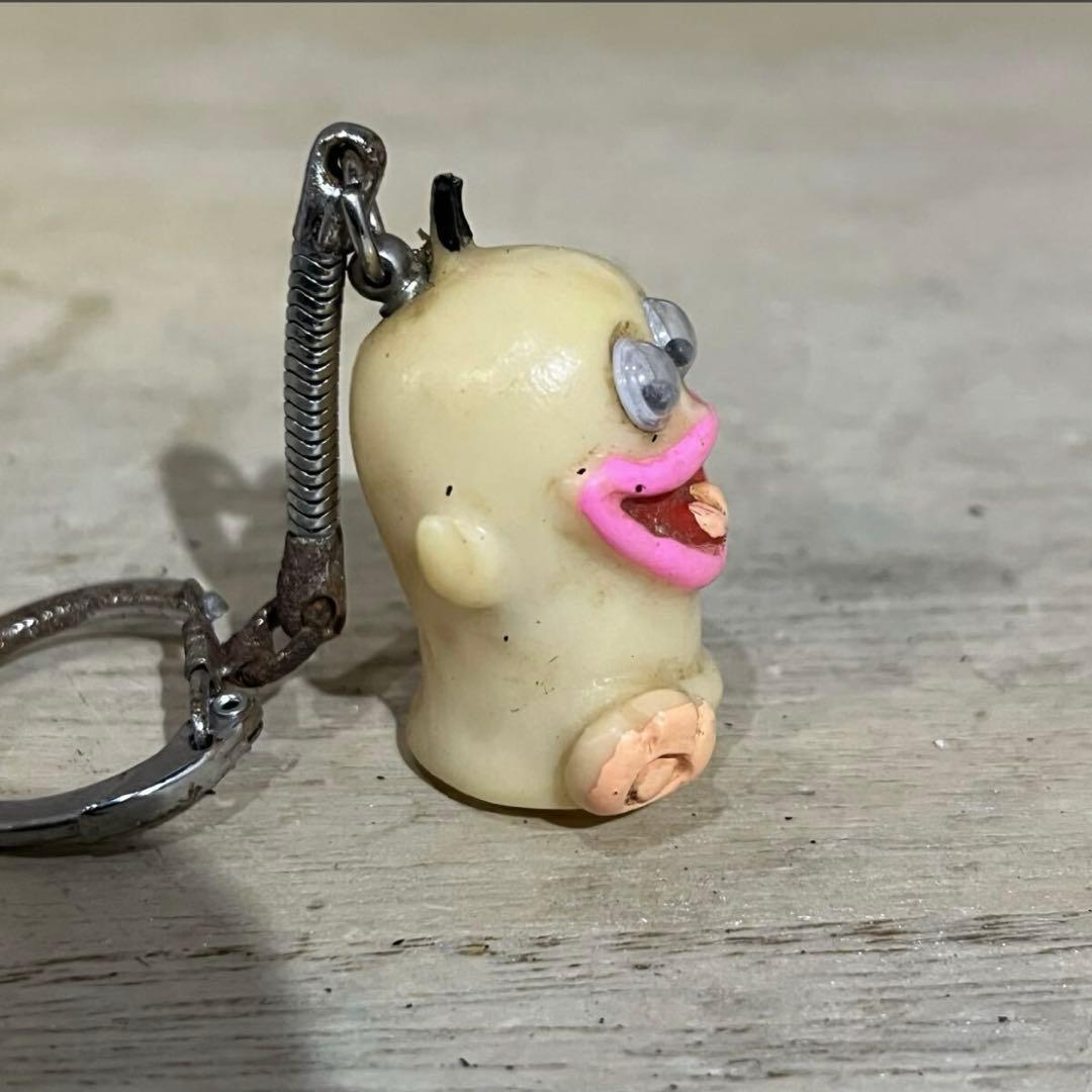 【アンティーク】昭和レトロ オバケのQ太郎 キーホルダー ポリ ソフビ パチ
