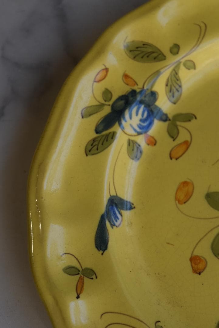 超美品　南フランス19-20世紀　 黄釉輪花平皿 伊丹十三の台所