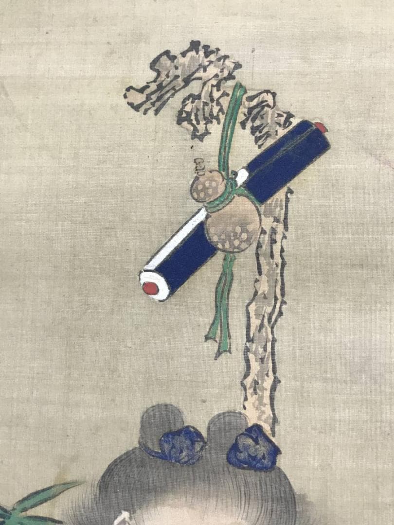 模写/谷文晁/寿老人図/人物図/掛軸/名家伝来/AE-52