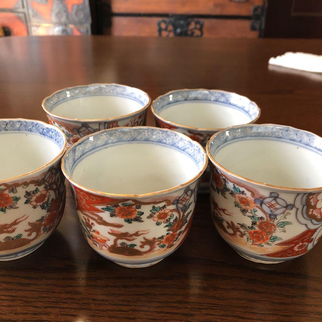骨董☆色絵古伊万里金彩向付☆5客☆