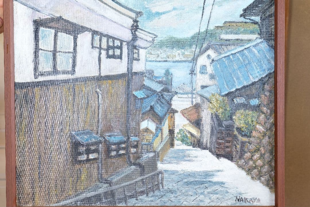 尾道　油絵　F15号　額縁付き