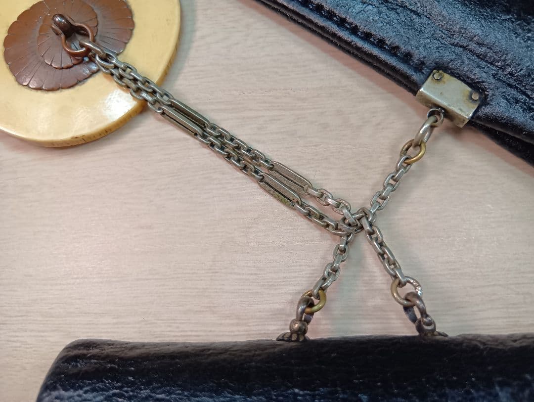 煙草入／天狗前金具／極上美品金工根付／２色煙管