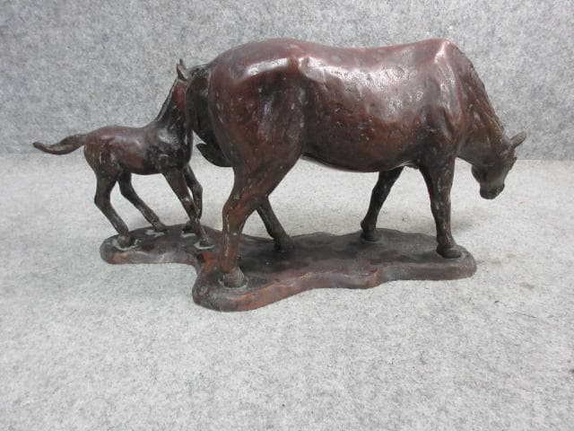 銅製 置物 [B23356] 馬の親子 在銘 インテリア オブジェ