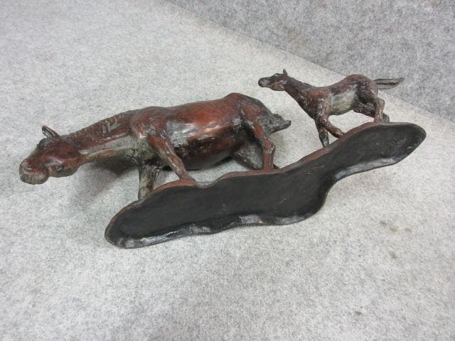 銅製 置物 [B23356] 馬の親子 在銘 インテリア オブジェ