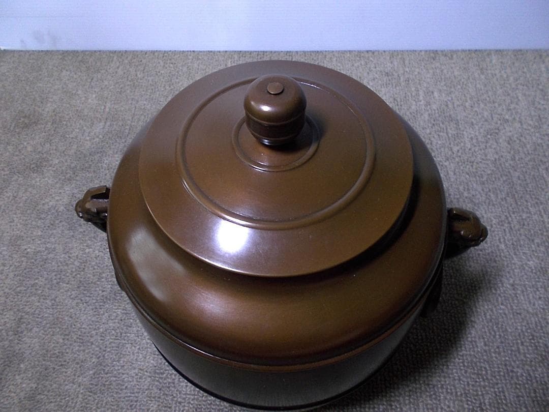 高岡銅器 唐銅風炉師 福島宗秀 唐銅 利休好 鬼面付 台子皆具 共箱 送料込み