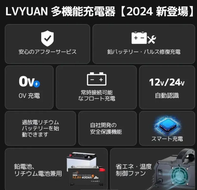 1103バッテリー充電器 40A 12V/24V鉛電池/12V LiFePO4